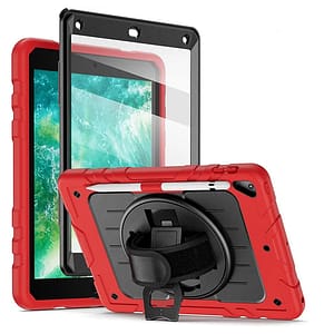 Red Survivor case with hand strap for iPad Air/Air 2/9.7, tough and ergonomic fit