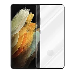 Clear polymer nano glass screen protector for Samsung Galaxy S21 Ultra.