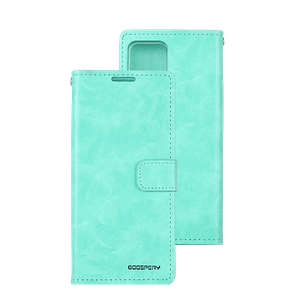 Mint Mercury Bluemoon Diary flip wallet case for iPhone 13/14/15/16e, elegant and durable
