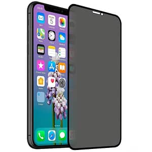 Black privacy tempered glass for iPhone X/Xs/11 Pro, protects screen from prying eyes.