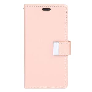 Rose Gold/Rose Gold Mercury Rich Diary Flip Wallet Case for iPhone 14 Pro, elegant and protective.