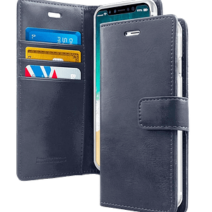 Navy Mercury Bluemoon Diary flip wallet cover for iPhone 13 Pro Max, sleek and protective.