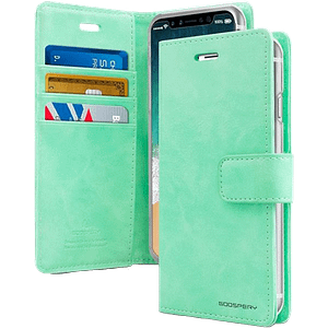 Mint Mercury Bluemoon Diary Flip Wallet Cover for iPhone 16 Plus, stylish and functional