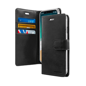 Black Bluemoon Mercury Diary Flip Wallet Case for iPhone 16 Pro Max, elegant