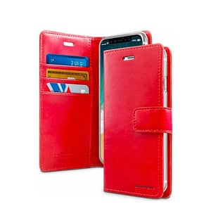 Red Mercury universal diary flip cover, size M, stylish phone protection on-the-go.