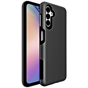 Black triangle design back case for Samsung Galaxy A25, offering sleek protection.
