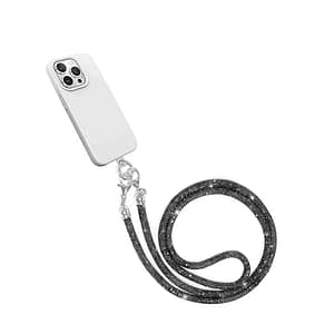 Black Universal Phone Lanyard with Artificial Diamonds