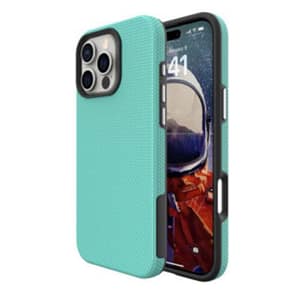 Mint triangle MagSafe back cover for iPhone 16 Pro Max, slim and secure fit.