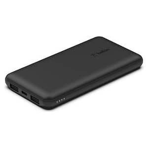 Belkin BoostCharge Power Bank 10K (Triple-Port) - Black (BPB011BTBK), 2xUSB-A, 1xUSB-C, USB-C to USB-A Cable, 18W Total Power, LED light indicater