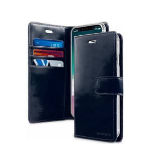 Mercury Universal Flip Case GÇô Size L Navy Blue Diary Cover with Card Pockets & Stand Function