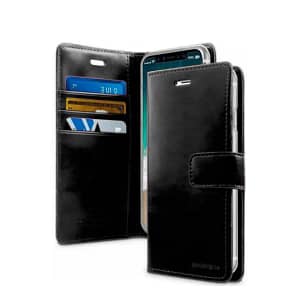 Mercury Universal Flip Case – Size L black Diary Cover with Card Pockets & Stand Function