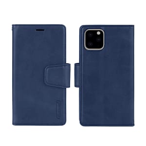 iPhone 16 Pro Max Wallet Case - Navy | Hanman Leather Magnetic Detachable Flip Cover
