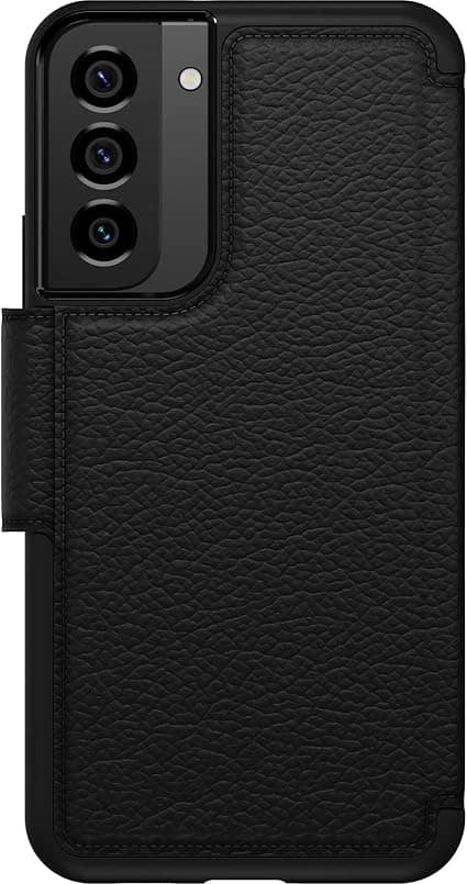 Samsung S22 Plus 5G Case – Shadow Black | OtterBox Strada Series Genuine Leather Folio Stylish & Protective Cover