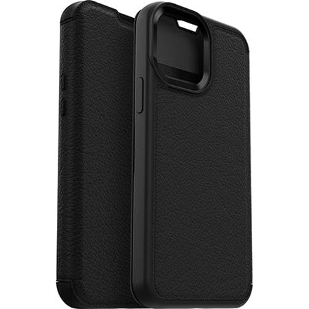 iPhone 13 Pro Max Case – Black | OtterBox Strada Series Genuine Leather Folio Stylish & Protective Cover