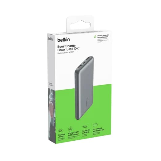 Belkin BoostCharge Power Bank 10K 15W – Space Grey | Fast-Charging Portable Battery with USB-C & USB-A Output - Image 6