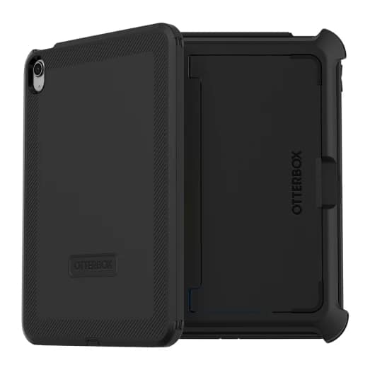 iPad 10.9 (10th Gen) Case – Black Pro Pack | OtterBox Defender Series Heavy-Duty Protective Case with Port Covers & Built-In Stand