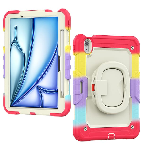 Apple iPad AIR 11 2024/25 Case - Rainbow Red | Survivor GenericHand Strap Stand, Shockproof & Scratch - Resistant Protective Cover - Image 2
