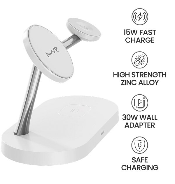 DC-3W MVR 4 in 1 Portable Multi-Device Wireless Charger - White - Image 5