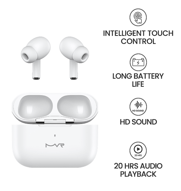 Robin Pro MVR In-Ear Bluetooth Headphones - White - Image 8