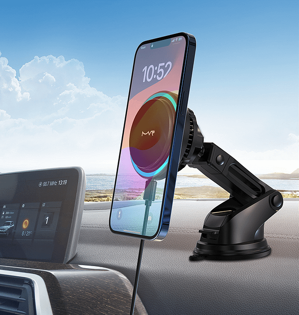 MVR T1 MagSafe Car Charger Holder - Black | 15W Fast Charge Wireless Phone Holder - Image 7