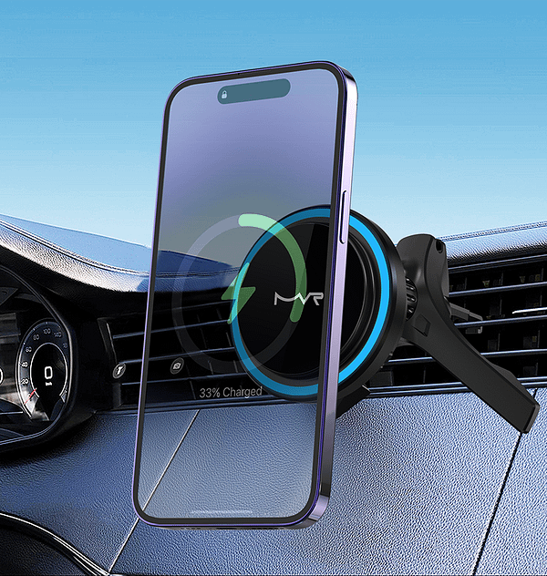 MVR T1 MagSafe Car Charger Holder - Black | 15W Fast Charge Wireless Phone Holder - Image 5