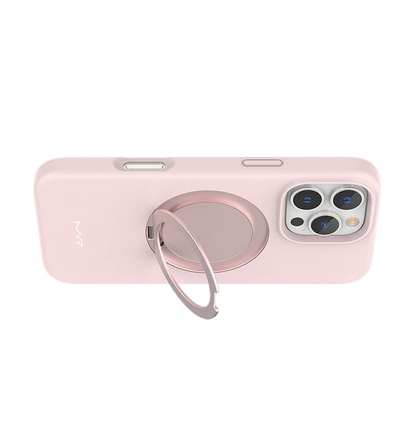 MVR Liquid Silicone Case for iPhone 16 Pro with Stand - Pink Sand (Anti - Slip + Kickstand) - Image 4