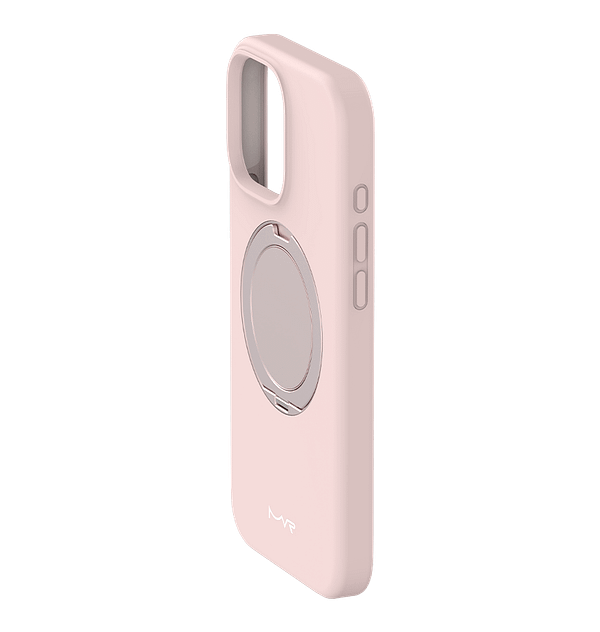 MVR Liquid Silicone Case for iPhone 16 Pro with Stand - Pink Sand (Anti - Slip + Kickstand) - Image 3