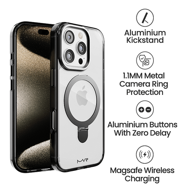 iPhone 16 Pro MVR Stellar Stand Case - Black | Kickstand Protective Back Cover - Image 5