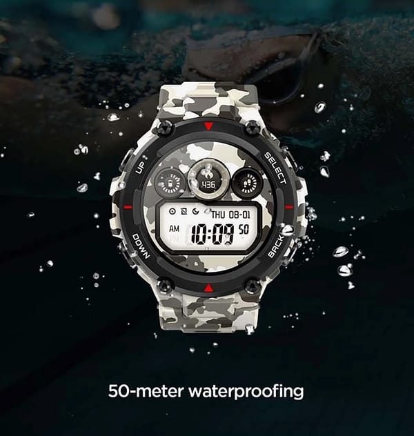 Amazfit T - Rex Camo Green Band - Rugged Silicone, Military - Grade Durability, Quick - Release Strap - Image 4