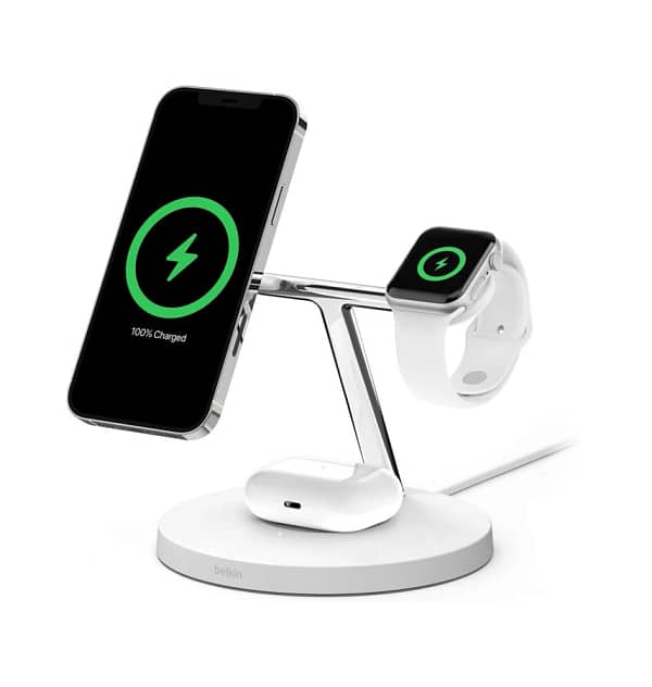 Belkin 15W 3 in 1Magsafe Magnetic Wireless Charger GÇô White