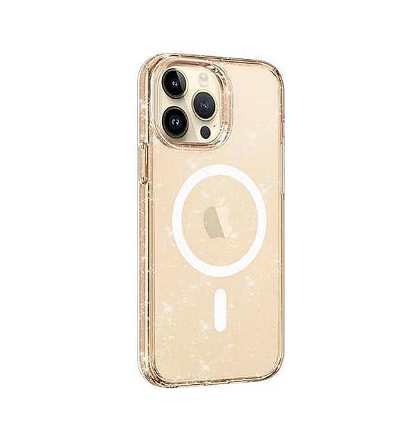 iPhone 14 Plus Diamond Speckle Magsafe Case– Rose Gold | Glitter Finish Cover, Slim Fit & Drop Protection