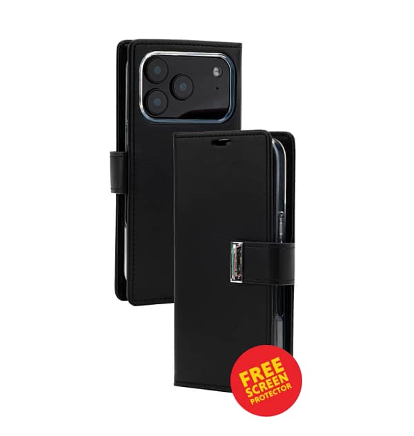 iPhone 17 Pro Magsafe Case – Black | Mercury Bluemoon Diary, Soft Anti - Slip Grip & Shockproof Back Cover