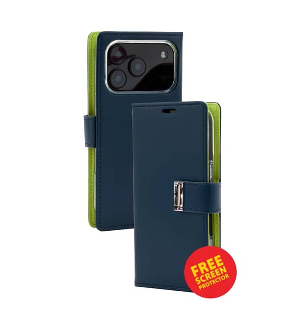 iPhone 17 Pro Magsafe Case – Mint | Goospery Mercury Bluemoon Diary Genuine Leather Flip Wallet Cover