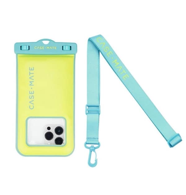Case-Mate Waterproof Floating Pouch – Universal Lime/Blue | Durable & Protective iPhone & Smartphone Accessory
