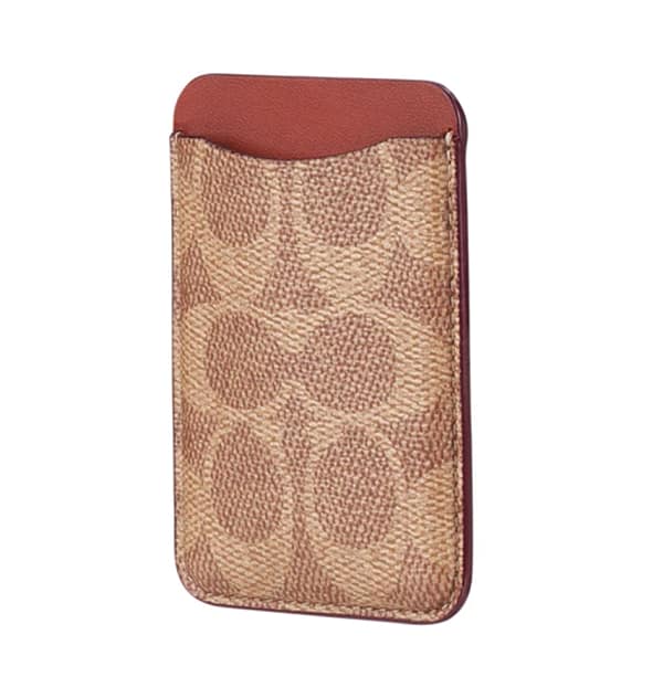 Coach MagSafe Card Holder – Signature Tan | Stylish & Durable iPhone Accessory with Secure Magnetic Attachment