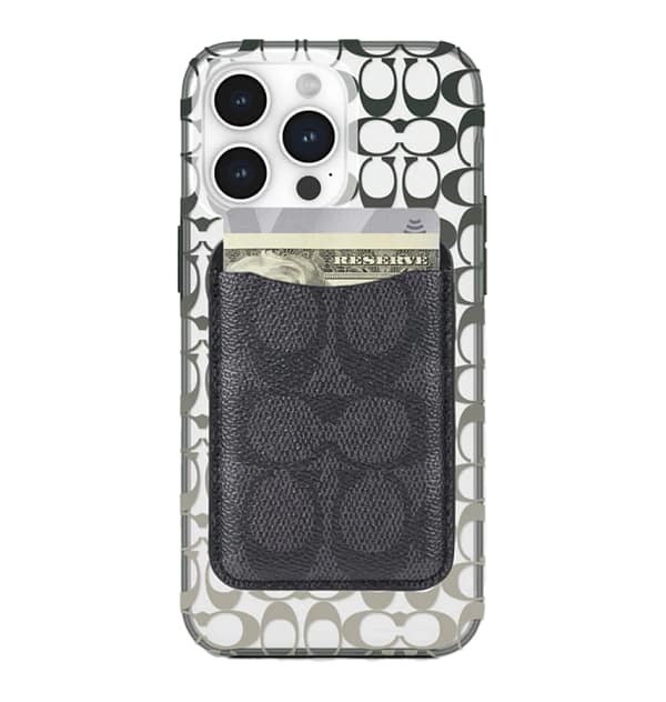 Coach MagSafe Card Holder – Signature Charcoal | Stylish & Durable iPhone Accessory with Secure Magnetic Attachment