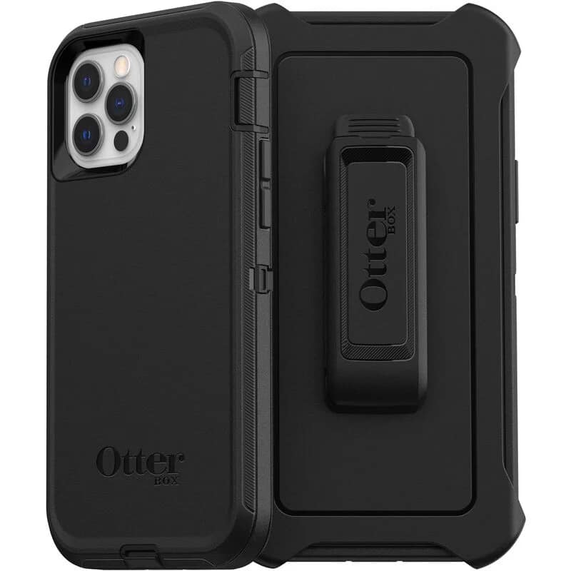 iPhone 12/12 Pro Case – Black | Otterbox Defender Series, Rugged Shockproof Back Cover