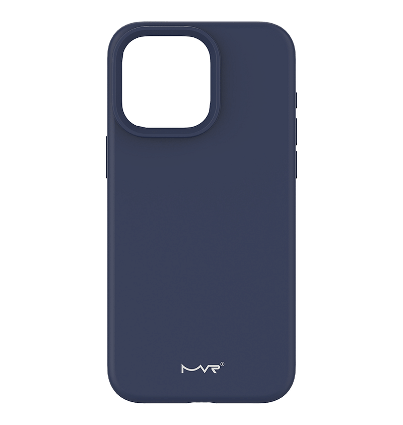 Navy MVR Liquid Silicone Back Cover for iPhone 15 Pro Max, sleek and durable fit
