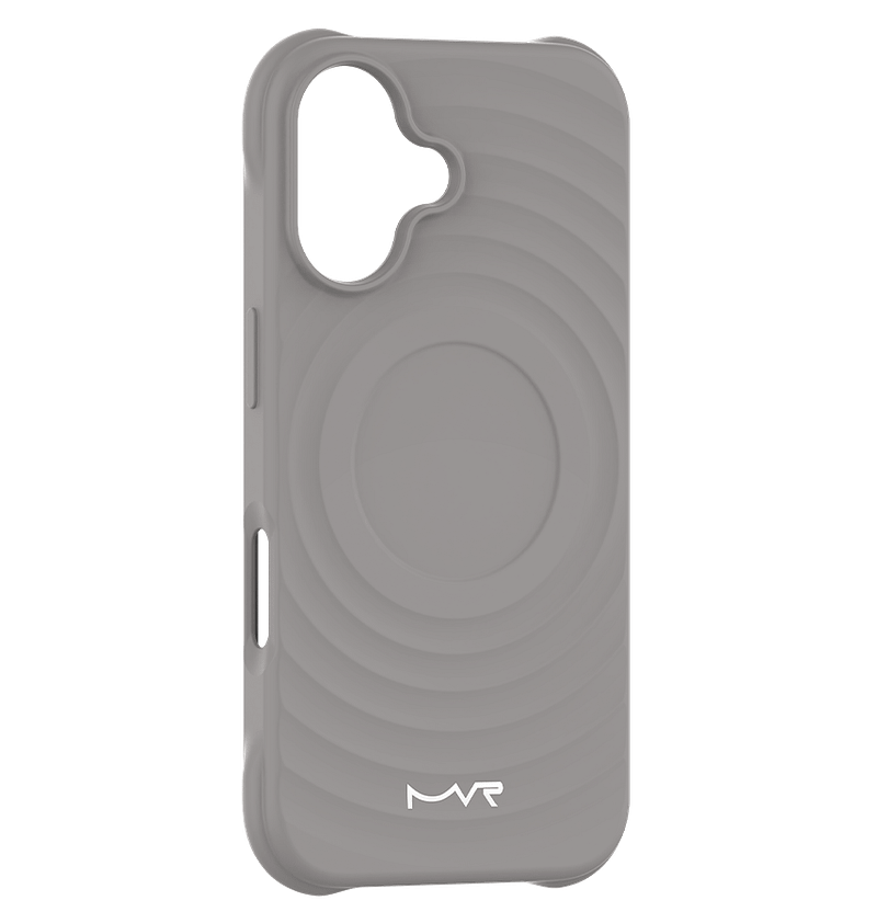 Grey MVR Wave Silicone Back Cover for iPhone 16, soft and flexible protection