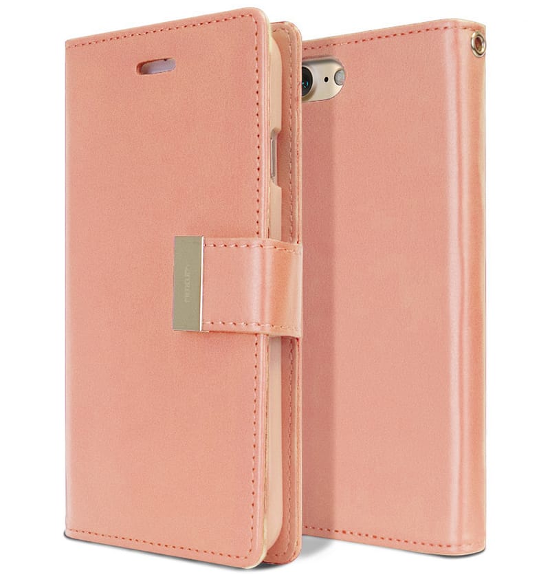 Rose gold Mercury Rich Diary back cover for iPhone 7/8/SE2, elegant and durable.