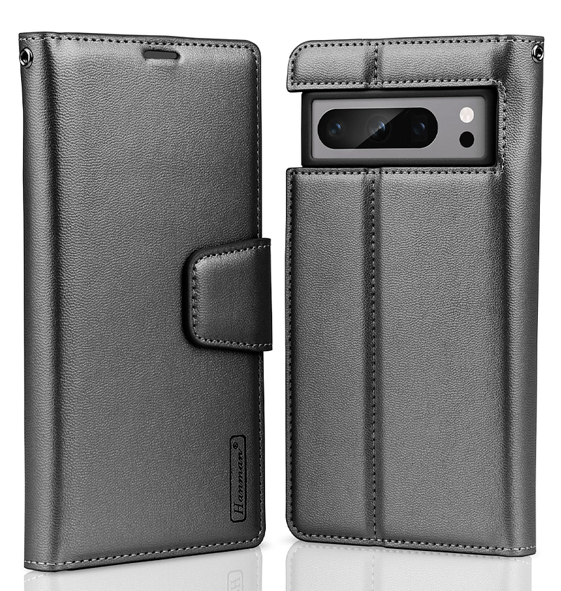 Black Hanman Diary flip wallet case for Google Pixel 8A, protective and sleek