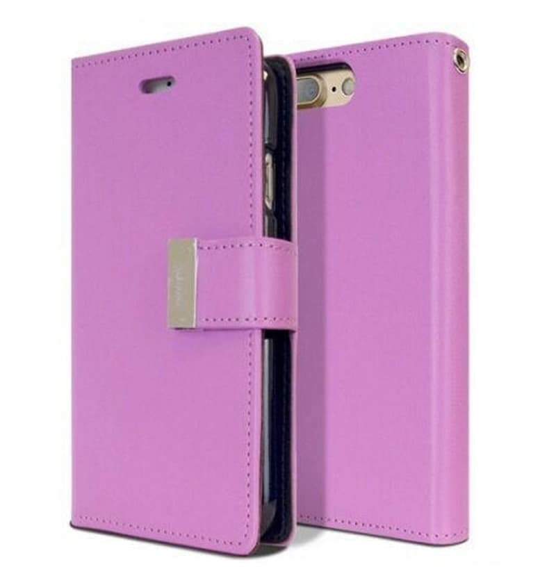 Purple/navy Mercury Rich Diary back cover for iPhone 7/8/SE2, stylish protection.