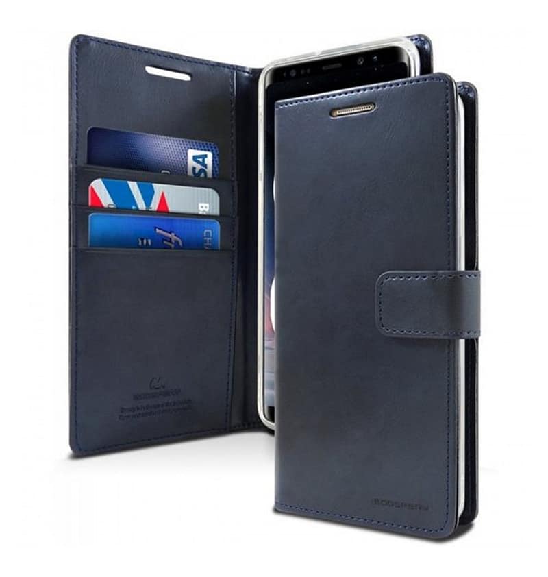 Navy Mercury Bluemoon diary back cover for iPhone 7/8/SE2, stylish protection.