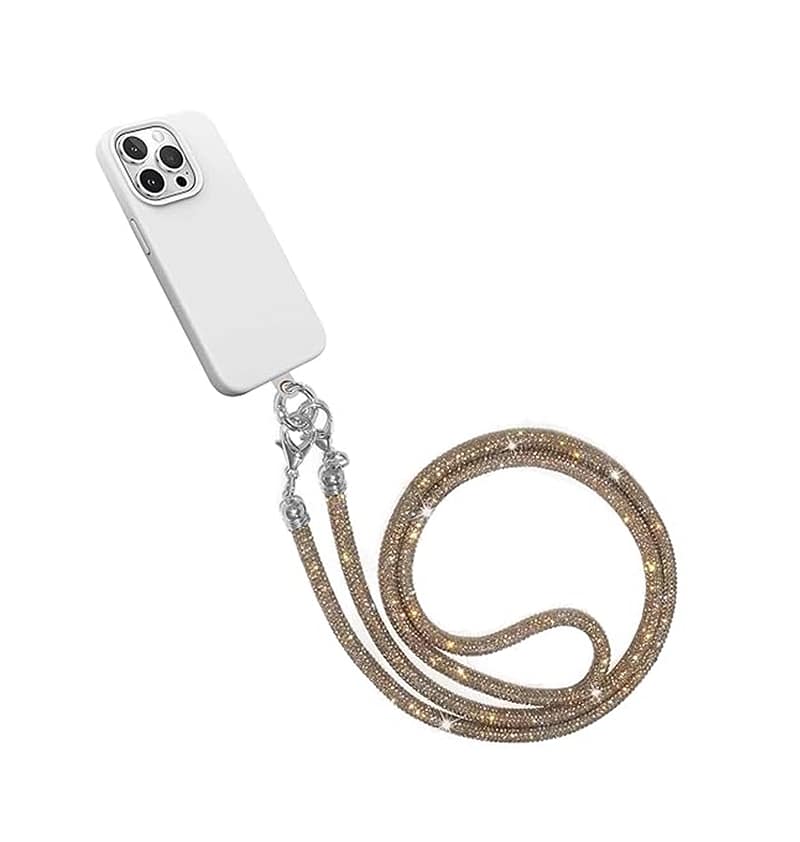 Gold Universal Phone Lanyard with Artificial Diamonds
