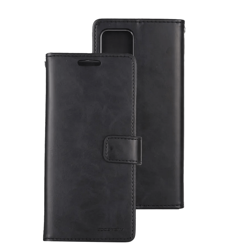Black Mercury Bluemoon Diary flip wallet case for iPhone 13/14/15/16e, sleek and protective