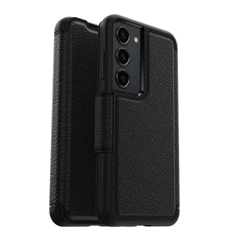 Samsung S23 Case – Black | OtterBox Strada Series, Soft Touch Protective Cover
