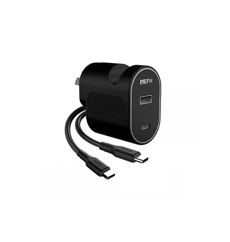 30W Dual Port Wall Charger – Black | EFM Fast Charge Series with Type-C to Type-C 1M Cable