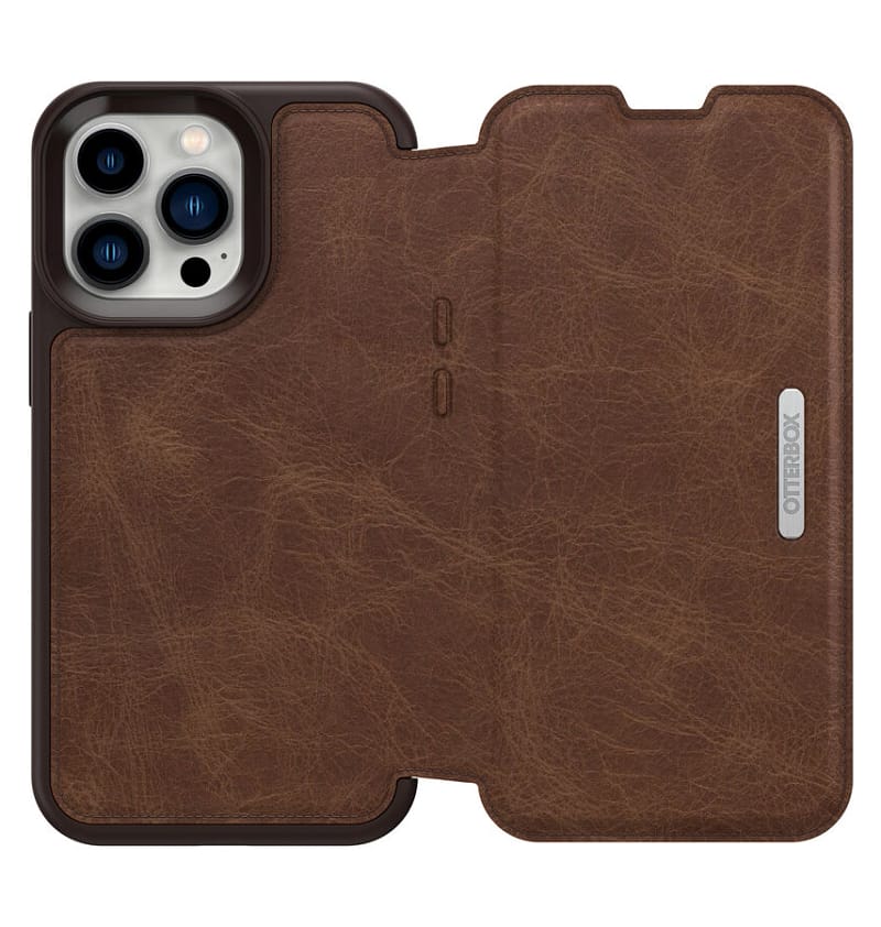 iPhone 13 Pro Case – Espresso | OtterBox Strada Series Stylish, Genuine Leather & Folio Protective Cover