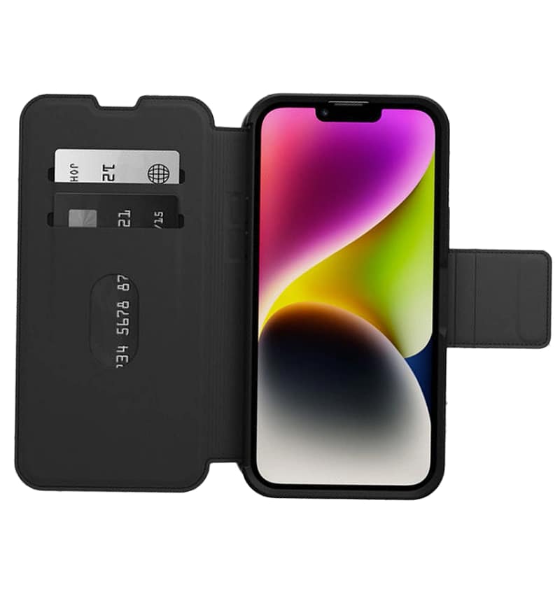 iPhone 14 Plus Case – Shadow Black | OtterBox Strada Cover with Slim, Wallet-Style Design & Drop Protection