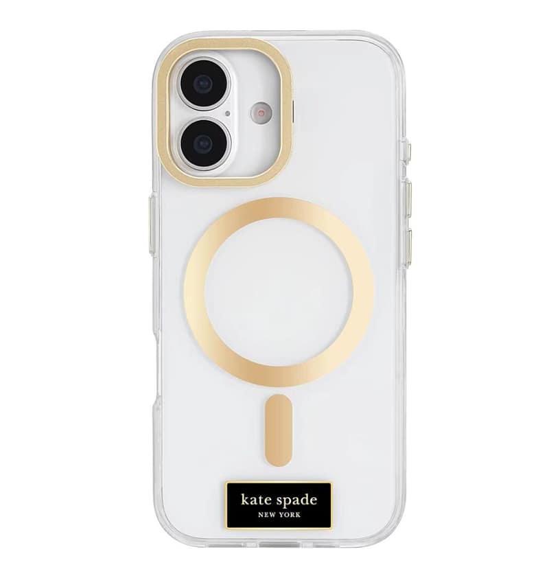iPhone 17 MagSafe Case with Stand – Clear Gold Icon | Kate Spade Protective Cover with Stylish, Slim & Durable Design
